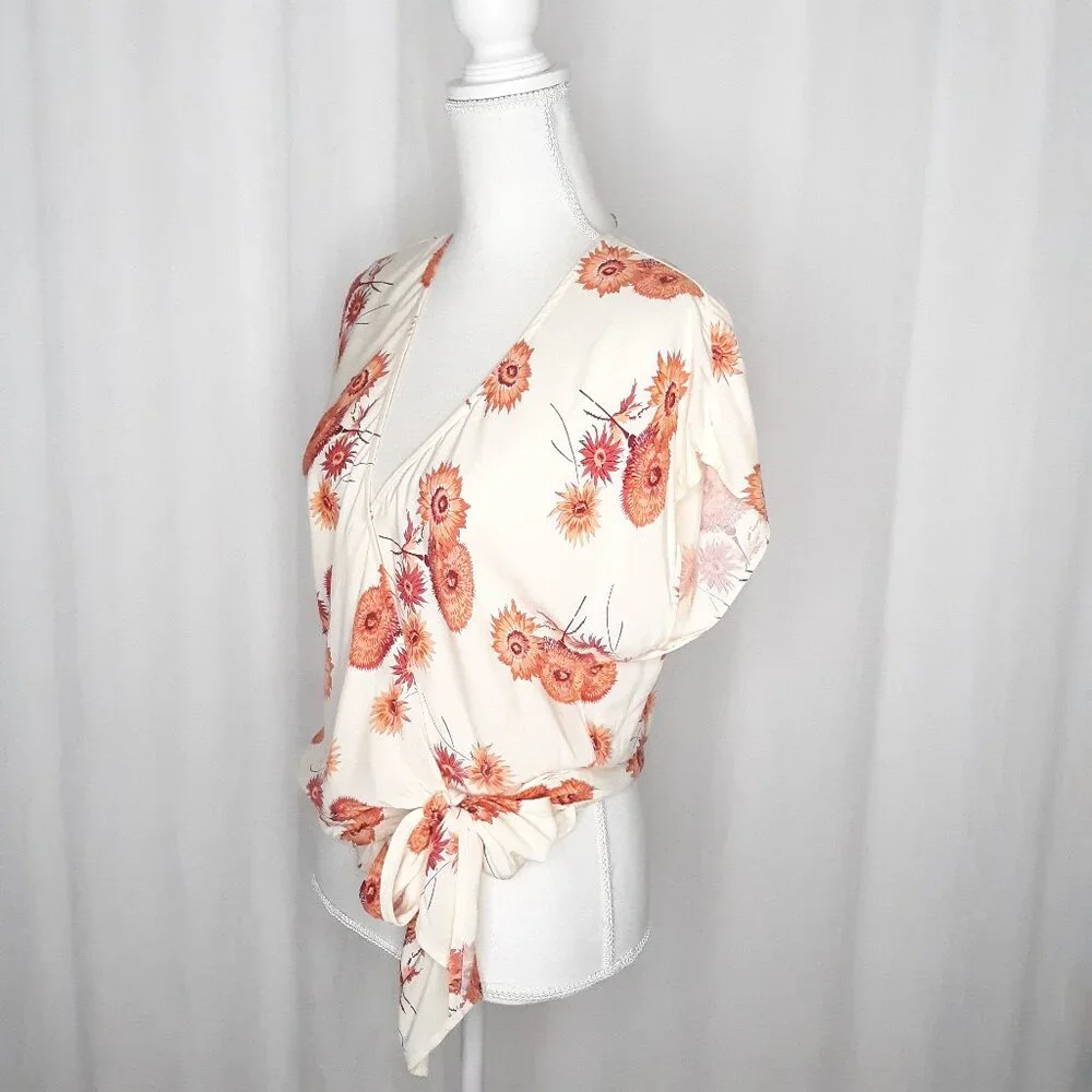 Madewell Twiggy Floral Print Wap Blouse Sash Tie - Picture 5 of 9